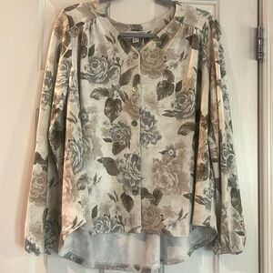 Tan and gray button up cardigan